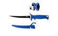 AccuSharp, Fillet Knife, Fixed Blade Knife, Blue Non-Slip Grip, Plain Edge, 6.5" Stainless Steel Blade, Satin Finish, Protective Sheath, Includes AccuSharp Ceramic Knife Sharpener
