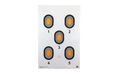 Action Target, Bulls-Eye, Five Bullseye Target w/Orange Center, 100 Per Box