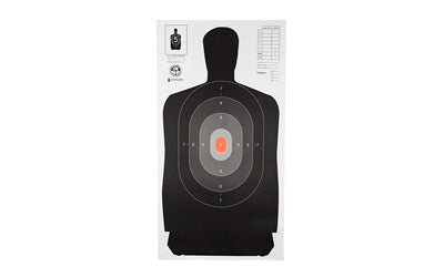 Action Target, B-27 North Carolina Criminal Justice Academy Target, Shaded Scoring Rings Starting Outside And Going Dark To Light With A Bright Orange Center, 24"x45", 100 Per Box