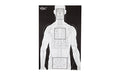 Action Target, VTAC-P, Viking Tactics Double Sided Advanced Training Target, Marksmanship Side Has 4 SR-1C Bulls-Eye Target w/1" Square Sighting Grid, Silhouette Side w/Visible Skeleton, Black/White, 23"x35", 100 Per Box