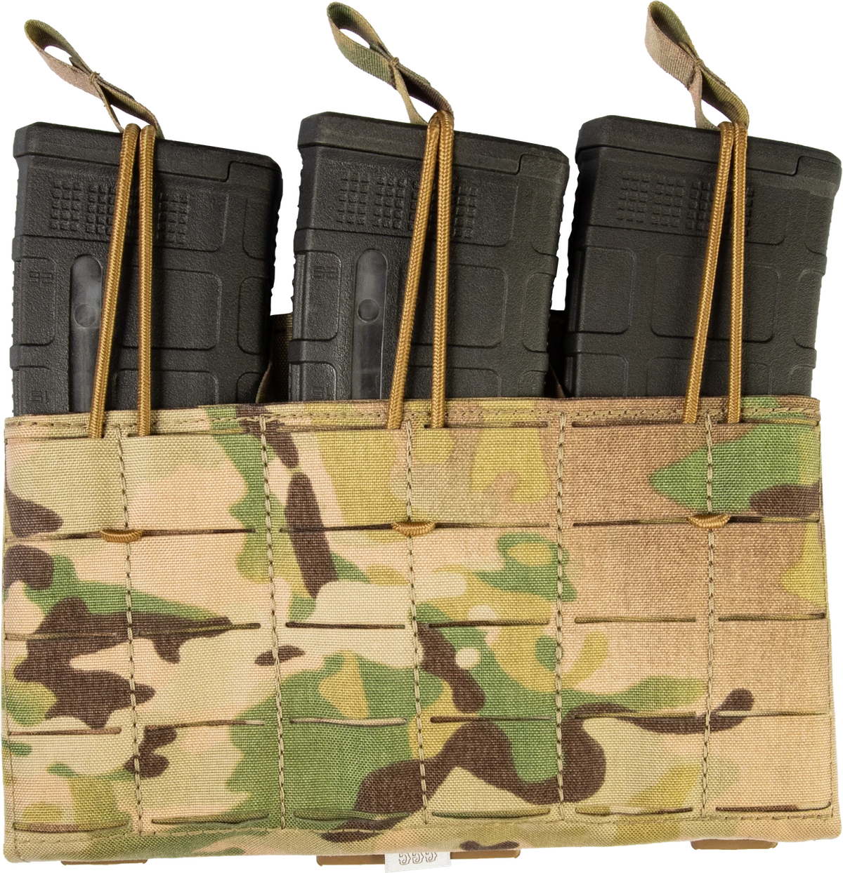Grey Ghost Gear, Compact Triple Mag Panel 5.56, Mag Pouch, Fits AR-15 Magazines, Laminate Nylon, Includes a Bungee Retention Strap to Allow for Silent Removal of your Magazine, Attaches to any MOLLE/PALS Style Webbing with the Included MALICE Clips
