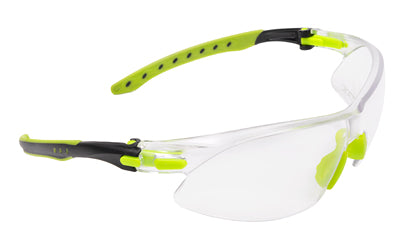 Allen Company, ULTRX Keen Safety Glasses, Compact, Anti-fog/Anti-scratch, Black/Lime Green Frame, Clear Lens