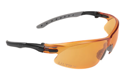 Allen Company, ULTRX Keen Safety Glasses, Anti-fog/Anti-scratch, Black/Amber Frame, Amber Lens