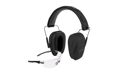 Allen Company, ULTRX Hearing and Eye Combo, Shield Passive Earmuff, NRR 23dB, Gray, Anti-Fog/Anti-Scratch Shooting Glasses, Clear, ANSI Z58 and CE EN-Rated