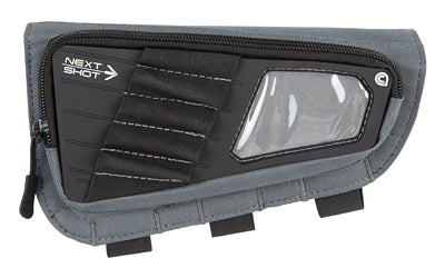Allen Company, Next Shot, Cody Buttstock Pouch, Black and Gray, Holds up to (4) .223-300 Winchester Magnum Rifle Cartridges, Clear Plastic Window