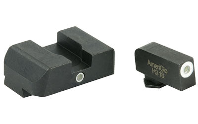 AmeriGlo, I-Dot 2 Dot Sights, Fits GLOCK 20/21/29/30/31/32/36, Green with White Outline, Front and Rear Sights