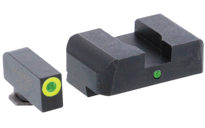 AmeriGlo, Pro I-Dot 2 Dot Sights, Fits Glock Gen 1-4 9mm/40S&W/380ACP and Gen 5 10mm/45ACP, Green/Green, Front and Rear Sights