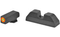AmeriGlo, Sight, Fits GLOCK 17/19/22/23/24/26/27/33/34/35/37/38/39, Green Tritium Orange Outline Front, Black Serrated Round Notch Rear