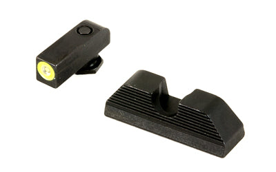 AmeriGlo, UC, Sight, Fits GLOCK 17/19/22/23/24/26/27/33/34/35/37/38/39, Green Tritium LimeGreen Lumi Outline Front, Black Serrated Round Notch Rear