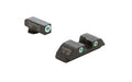AmeriGlo, Classic Sight Set, 3-Dot, Night Sight, Fits Glock Gen 5 9/40, Green Front with White Outline, Green with White Outline Rear, Matte Finish, Black