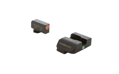 AmeriGlo, I-Dot, Single Dot, Night Sight, Fits Glock Gen 5 9/40, Green Front with Orange Outline, Green Rear, Matte Finish, Black