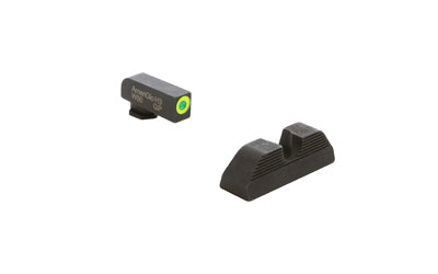 AmeriGlo, Protector, Night Sight, Fits Glock Gen 5 9/40, Green Front with LumiGreen Outline, Black Serrated U Notch Rear, Matte Finish, Black