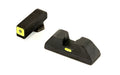 AmeriGlo, CAP - Combative Application Pistol, Sight, Front/Rear, Fits Glock 42 and 43, Green Tritium Lime Green LumiLime Square Outline  Front with Lime Green LumiLime (Non-Tritium) Rear, Front/Rear