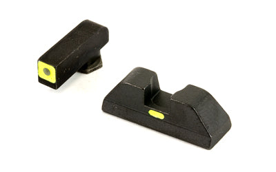 AmeriGlo, CAP - Combative Application Pistol, Sight, Front/Rear, Fits Glock 42 and 43, Green Tritium Lime Green LumiLime Square Outline  Front with Lime Green LumiLime (Non-Tritium) Rear, Front/Rear