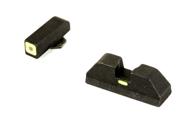 AmeriGlo, Combative Application Pistol Sight, Fits GLOCK 17/19/22/23/24/26/27/33/34/35/37/38/39, Green/Green, Green Tritium Front Sight with Lumi Outline, Rear Sight Lumi Horizontal Line in Center