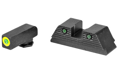 AmeriGlo, Trooper, Sight, Fits GLOCK 20/21/29/30/31/32/36/40/41, Green Tritium LumiLime Outline Front, Green Tritium Black Serrated Rear, Front/Rear