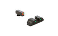 AmeriGlo, Trooper, Night Sight, For Walther PDP, Green Front with Orange Outline, Green with Black Outline Rear, Matte Finish, Black
