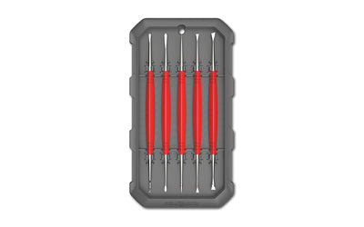Real Avid, Accu-Grip Steel Picks, Set of 5 Double Sided Picks, Silver with Red Rubber Grips