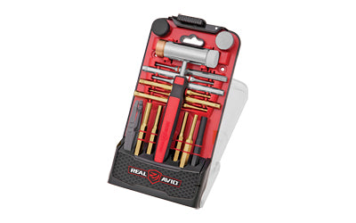 Real Avid, Accu-Punch Hammer & Punch Set, Includes Rubber/Brass/Nylon/Steel Hammer Heads, Brass Punch Sizes 3/32", 1/8", 5/32", 1/16", 5/64"