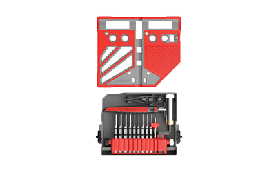 Real Avid, Master Bench Block Pro Kit, Includes Bench Block Punch Set and Hammer, Matte Finish, Gray and Red