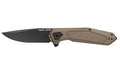 Real Avid, RAV-3, Folding Knife, Plain Edge, Matte Finish, Black and Tan, Aluminum Handle, 3.25" Blade Length, 7.75" Overall Length, Liner Lock, Assisted Opening, Stainless Steel