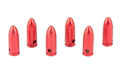 Birchwood Casey, DURACAP Training Rounds, 9MM, Aluminum Construction, Anodized Finish, Red, 6 Pack