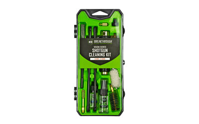 Breakthrough Clean Technologies, Vision Series, Cleaning Kit, For 12 Gauge, Includes Cleaning Rod Sections, Hard Bristle Nylon Brushes, Jags, Patch Holders, Cotton Patches, Durable Aluminum Handle And Mini Bottles of Breakthrough Military-Grade Solvent