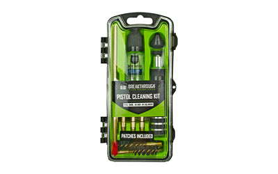 Breakthrough Clean Technologies, Vision Series, Cleaning Kit, For .38/.40/.45 Cal, Includes Cleaning Rod Sections, Hard Bristle Nylon Brushes, Jags, Patch Holder, Cotton Patches, Durable Aluminum Handle, Mini Bottle of Battle Born High-Purity Oil
