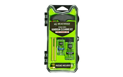 Breakthrough Clean Technologies, Vision Series, Cleaning Kit, For 40 Cal/10MM, Includes Cleaning Rod Sections, Hard Bristle Nylon Brushes, Jags, Patch Holders, Cotton Patches, Durable Aluminum Handle And Mini Bottles of Breakthrough Military-Grade