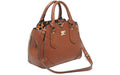 Bulldog Cases, Satchel Style Purse, Leather, Universal Fit Holster Included, Chestnut w/Leopard Trim