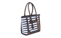 Bulldog Cases, Tote Purse Holster, Fits Most Small Autos, Navy Blue and White Stripe Color, Leather