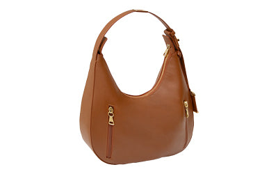 Bulldog Cases, Hobo Style Shoulder Bag, Conceal Carry Purse, Polyurethane Construction, Cognac