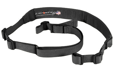 Blue Force Gear, Vickers Sling, Padded, 2-Point Combat Sling, Black, Molded Acetal Adjuster, No Quick Release, Attached with TriGlide instead of Loop Lock