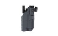 BlackPoint Tactical, Slick Duty Light Holster with Hood, Outside Waistband Duty Holster, Fits GLOCK 17 with Light, Right Hand, Kydex Construction, Black, Includes (3)-Shims and Drop Offset Mount