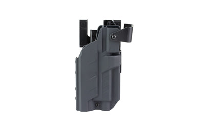 BlackPoint Tactical, Slick Duty Light Holster with Hood, Outside Waistband Duty Holster, Fits GLOCK 17 with Light, Right Hand, Kydex Construction, Black, Includes (3)-Shims and Drop Offset Mount