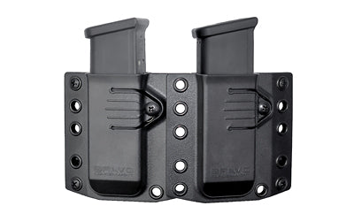 Bravo Concealment, Magazine Pouch, Double, 1.5" Belt Loops, Size Medium, Fits Glock 43X, Sig P365, and Springfield Hellcat Magazines, Ambidextrous, Polymer, Black