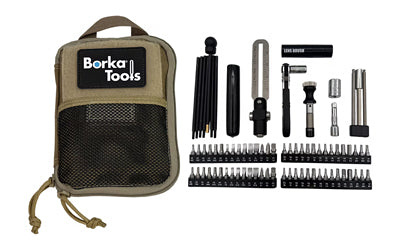 Borka, Mil-Spec Kit with 3 Piece Extension Bit Set and Emergency Cleaning Rod Set, Adjustable Torque Driver Tool Kit, Silver, Includes Pouch