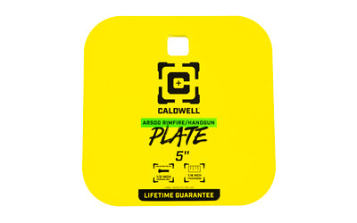 Caldwell, AR500 Rimfire/Handgun Gong, 1/4" Steel Target, 5" Square, Yellow
