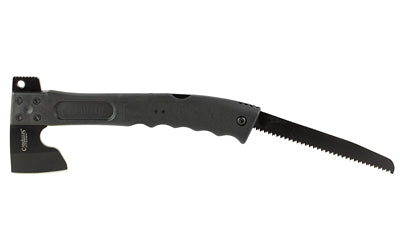 Camillus, Camtrax, 3 in 1, Axe/Hammer/Saw, Matte Finish, Black, 12" Overall Length, 7" Saw Blade, Fiberglass Reinforced Nylon Handle, Includes Molded Sheath