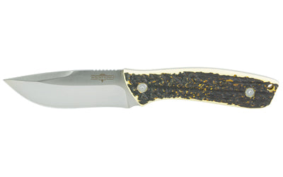 Camillus, Western Crosstrail, Fixed Blade Knife, Plain Edge, Faux Stag Handle, Satin Finish, Silver Blade, 4.25" Blade Length, 9" Overall Length, 420 Stainless Steel Blade, Includes Nylon Sheath