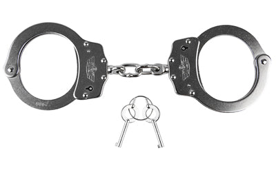 Caliber Gourmet, Uzi Handcuffs, Chain Connection, Double Locking, Silver, Includes 2 Keys