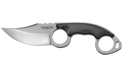Cold Steel, Double Agent, Fixed Blade Knife, AUS 8A/Polished, Plain, Clip Point, Includes Secure-Ex Sheath, 3", AUS 8A/Black G10, Blister