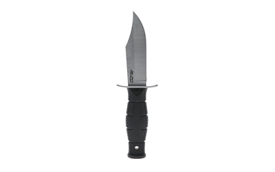 Cold Steel, Mini Leatherneck, Fixed Blade Knife, 3.5" Clip Point Blade, 6.75" Overall Length, 8Cr13MoV Blade Steel, Plain Edge, Satin Finish, Silver, Black Kraton Handle, Includes Secure-Ex Sheath