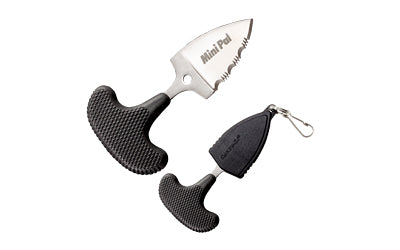 Cold Steel, Mini Pal, Fixed Blade Knife, 1" Blade, Drop Point, 3/4 Serrated Edge, AUS 8A/Polished, Black Kraton, Includes Secure-Ex Sheath