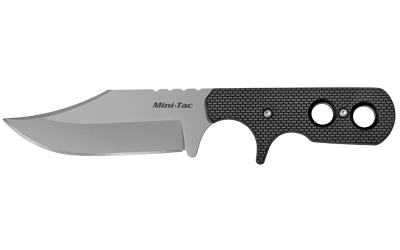 Cold Steel, Mini Tac Bowie, Fixed Blade Knife, 3.625" Blade, Plain Edge, 8Cr12MoV, Silver, Black Handle, Clip Point, Includes Secure-Ex Sheath