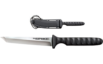 Cold Steel, Tanto Spike, Fixed Blade Knife, 4" Tanto Blade, German 4116 Stainless Blade Steel, 8" Overall Length, Satin Finish, Silver Blade, Black Grivex Handle, Secure-Ex Sheath
