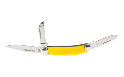 Cold Steel, Gentleman's Stockman, Folding Knife, 3 Blade, 2.5" Clip Point, 2.1" Spey Blade, 2" Sheepsfoot Blade, 6.25" Overall Length, 8Cr13MoV Blade Steel, Plain Edge, Satin Finish, Silver, Yellow Bone Handle, Slip Joint