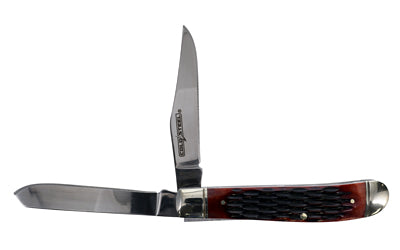 Cold Steel, Mini Trapper, Folding Knife, 2 Blade, 2.6" Clip Point Blade, 2.7" Spey Blade, 6.20" Overall Length, 8Cr13MoV Blade Steel, Plain Edge, Satin Finish, Silver, Jigged Bone Handle, Slip Joint