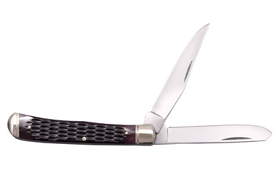 Cold Steel, Trapper, Folding Knife, 2 Blade, 3.3" Clip Point Blade, 3.3" Spey Blade, 7.425" Overall Length, 8Cr13MoV Blade Steel, Plain Edge, Satin Finish, Silver, Jigged Bone Handle, Slip Joint