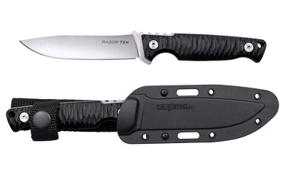 Cold Steel, Razor Tek, Fixed Blade Knife, 4" Clip Point, Black GFN Handle, 4116 Stainless Steel, Satin Silver Blade, Includes Secure-Ex Sheath
